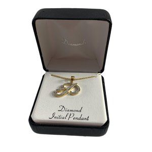 Letter P Initial Pendant Gold Tone Rhinestones Bling 18" Long Necklace